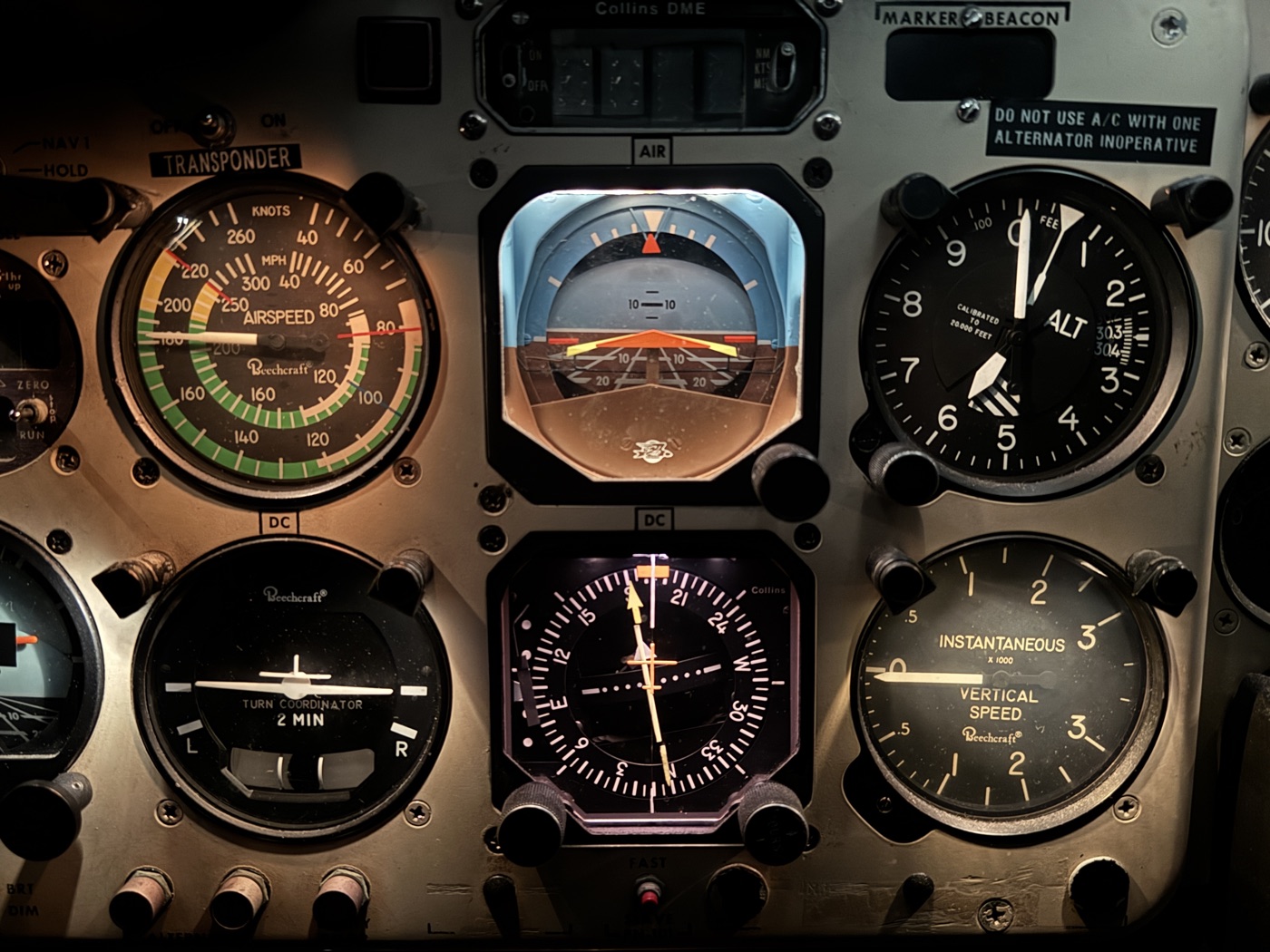 The Beechcraft Baron 58 instrument panel